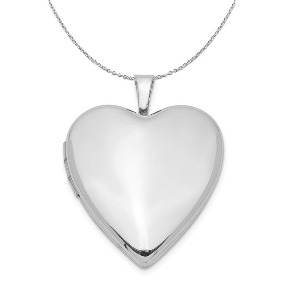 Sterling Silver 20mm Polished Heart Locket Necklace - 16 inch